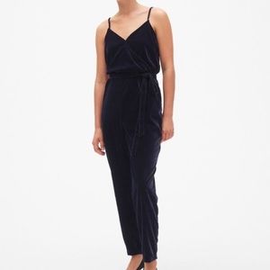 GAP Black Velvet Tie Belt Jumpsuit